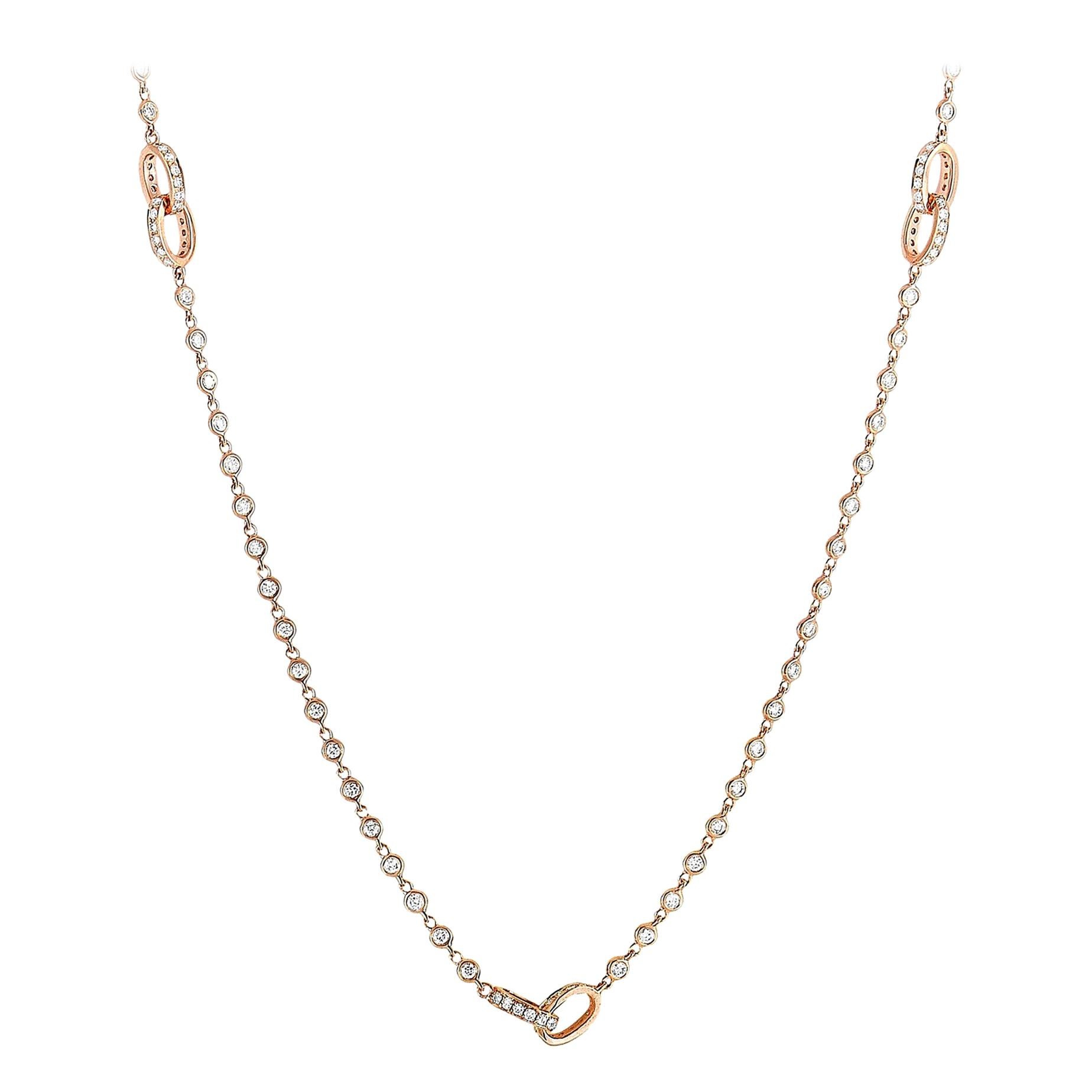 LB Exclusive 18 Karat Rose Gold, 8 Carat Diamond Necklace