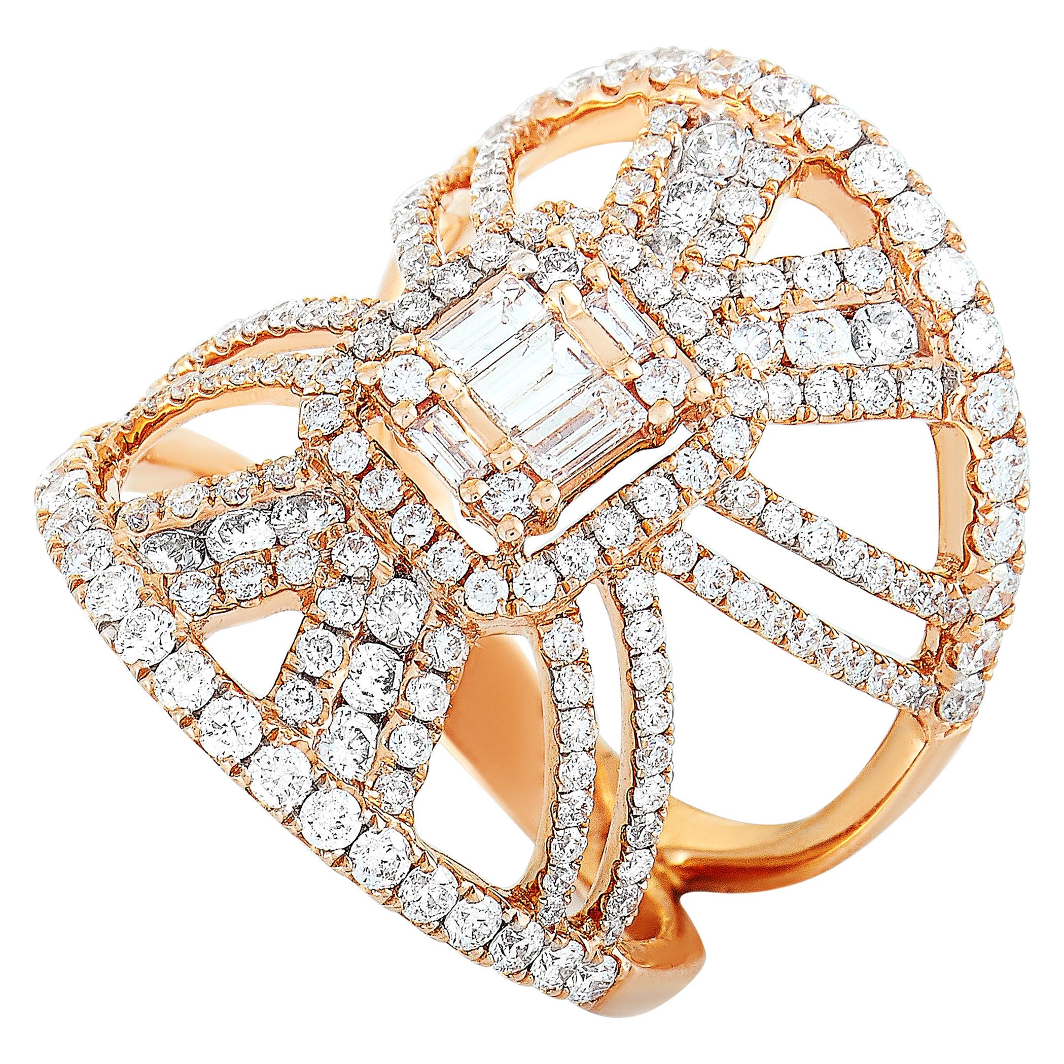 LB Exclusive 18 Karat Rose Gold Diamond Cocktail Ring