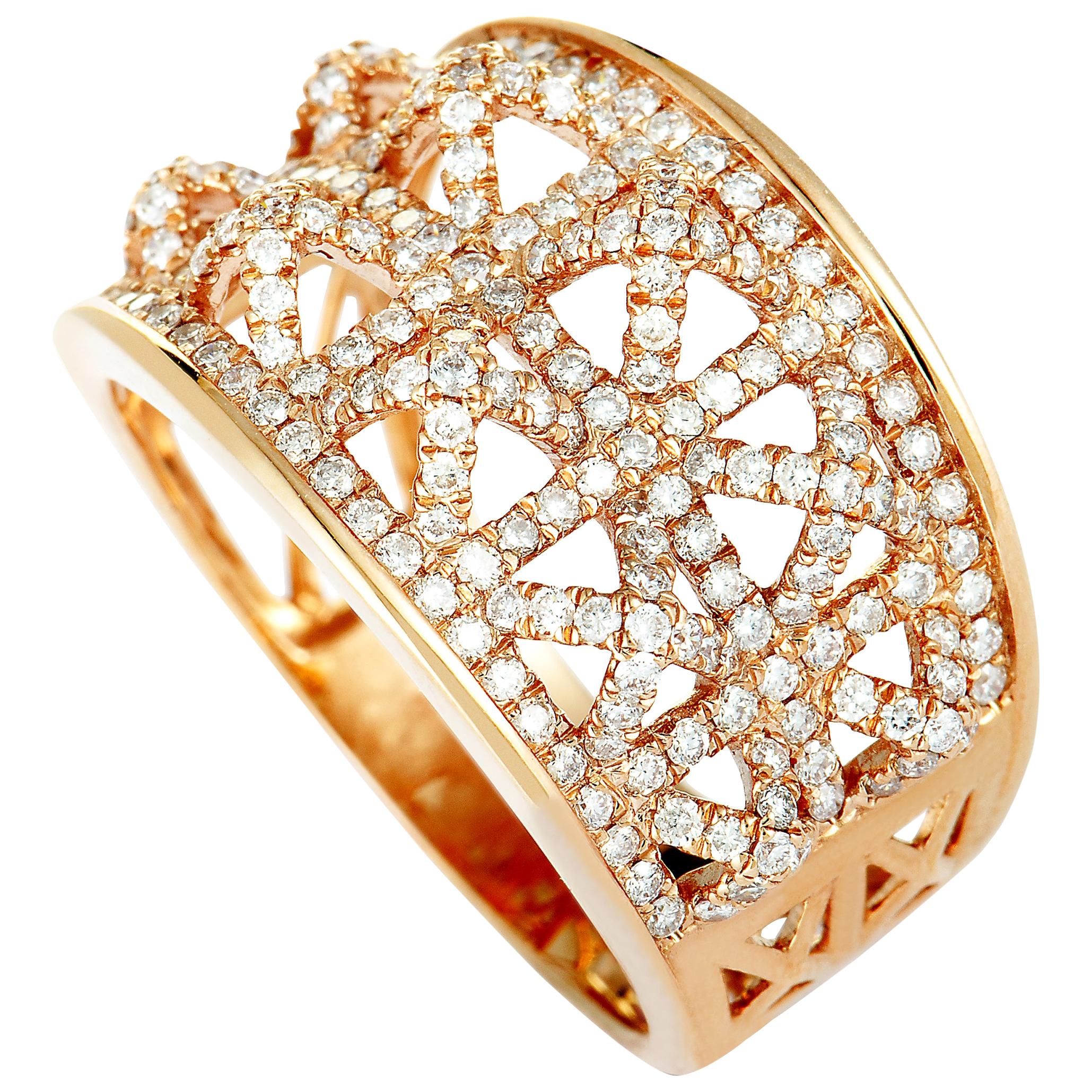 LB Exclusive 18 Karat Rose Gold Diamond Pave Band Ring