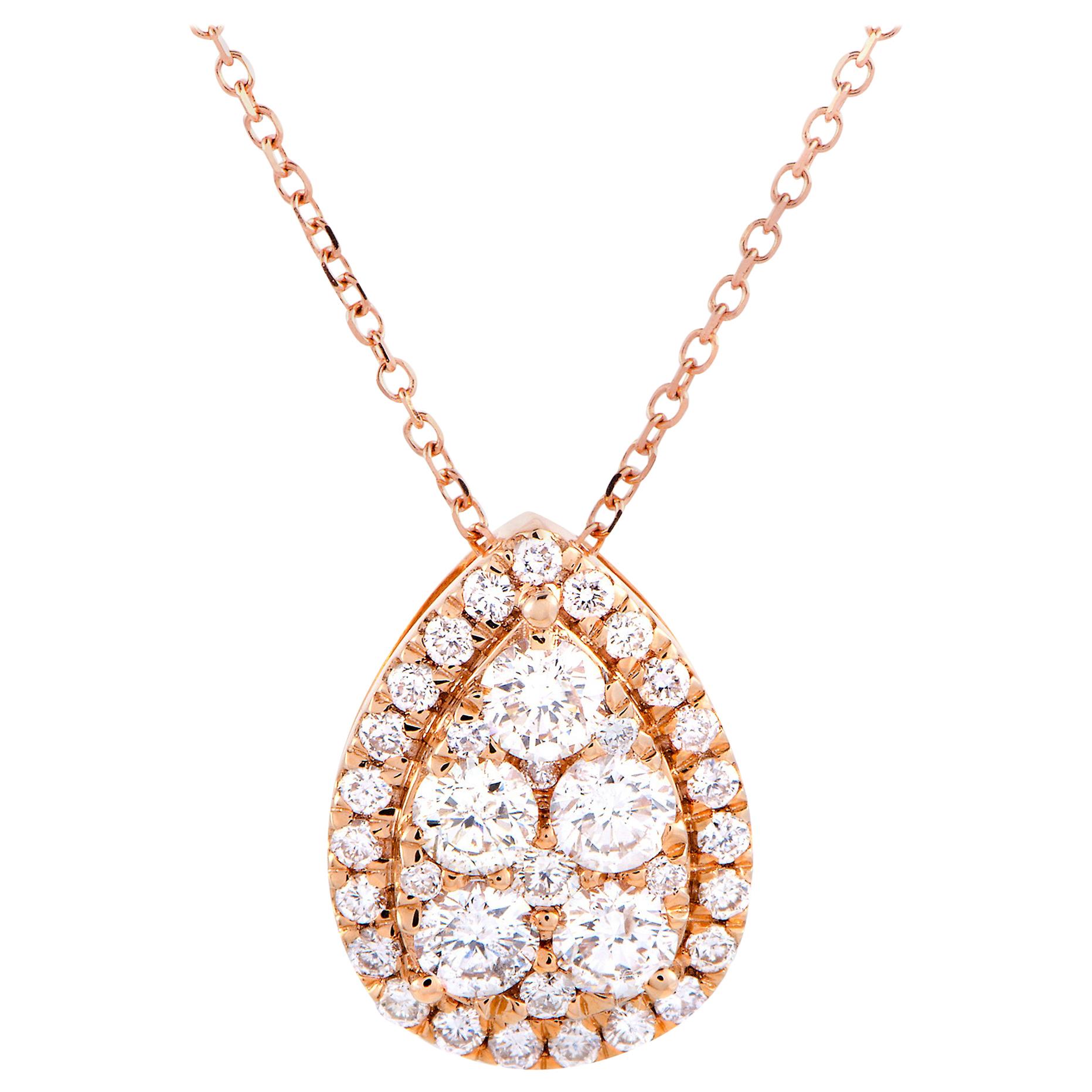 LB Exclusive 18 Karat Rose Gold Diamond Pear Pendant Necklace