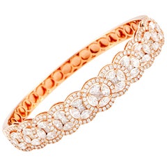 LB Exclusive 18 Karat Rose Gold 7.44 ct Diamond Round Bangle Bracelet