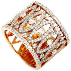 LB Exclusive 18 Karat Rose Gold Full Diamond Wide Split Band Ring