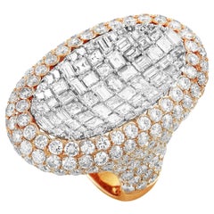 LB Exclusive 18 Karat Rose Gold Round and Square Diamond Cocktail Ring