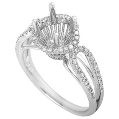 LB Exclusive 18 Karat White Gold 0.38 Carat Diamond Pave Mounting Ring