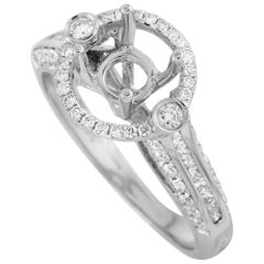 LB Exclusive 18 Karat White Gold 0.60 Carat Diamond Pave Mounting Ring