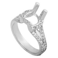 LB Exclusive 18 Karat White Gold 0.63 Carat Diamond Pave Mounting Ring