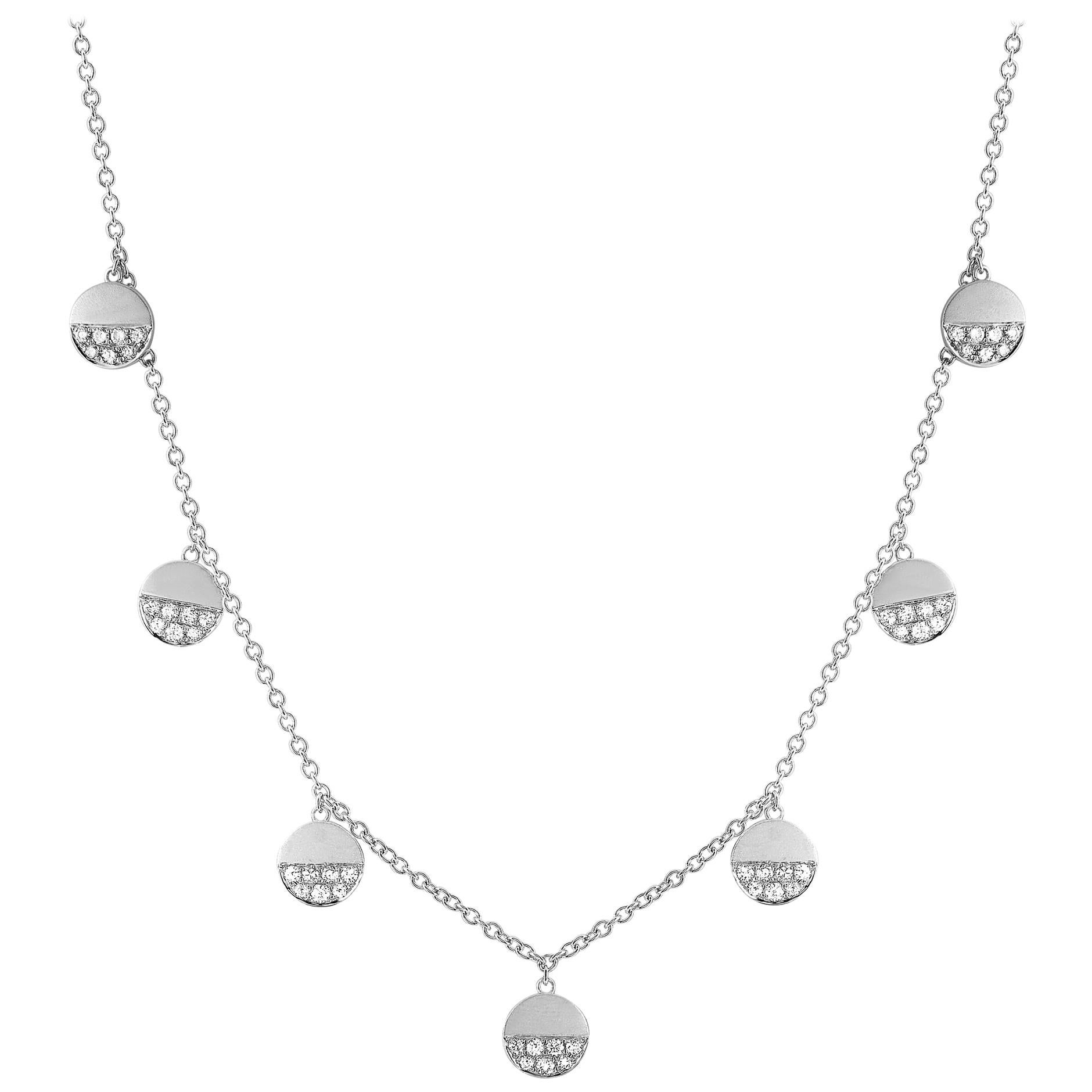 LB Exclusive 18 Karat White Gold 0.70 Carat Diamond Pendant Necklace