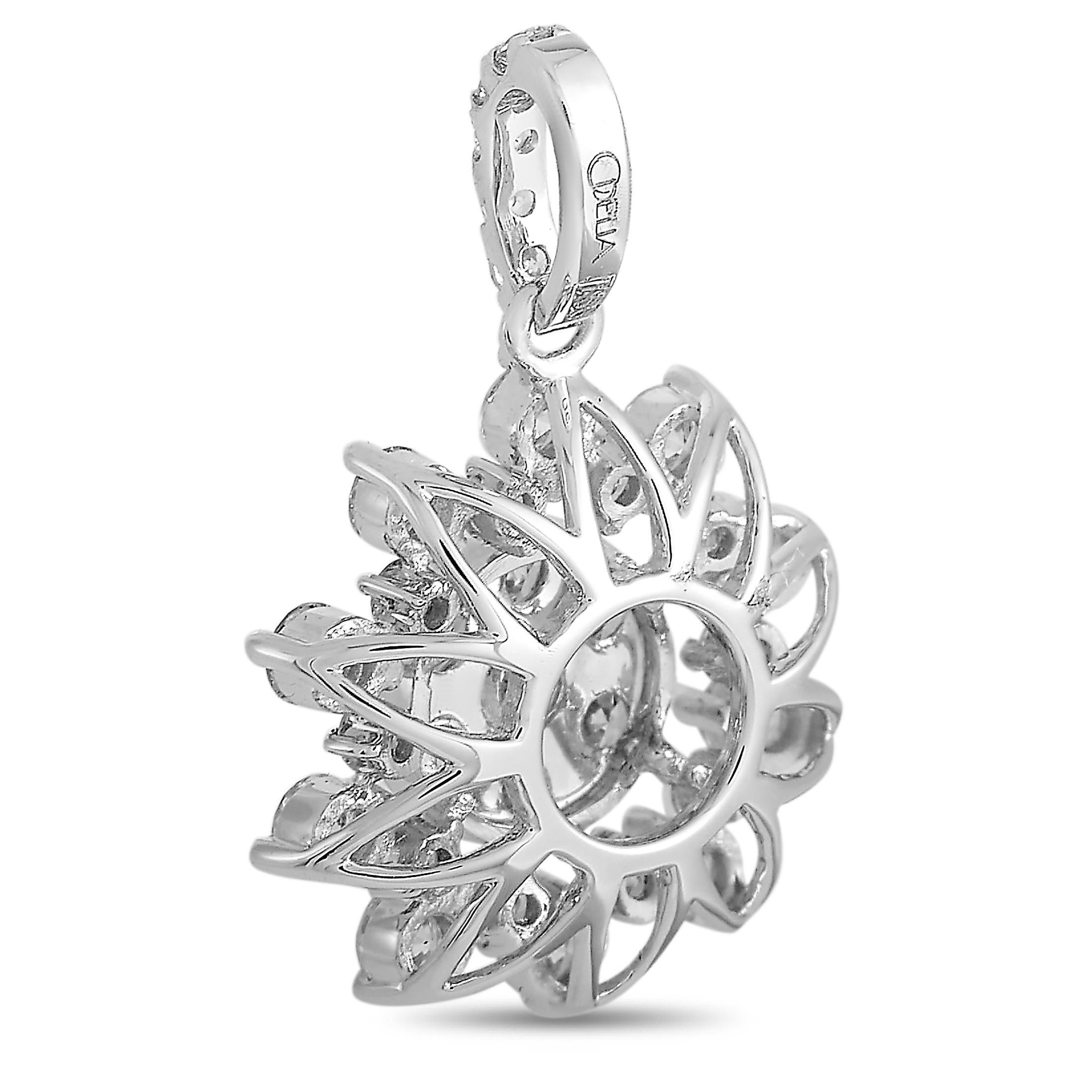 This LB Exclusive pendant is crafted from 18K white gold and weighs 1.5 grams. It measures 0.75” in length and 0.60” in width. The pendant is set with diamonds that total 0.77 carats.
 
 Offered in brand new condition, this item includes a gift box.