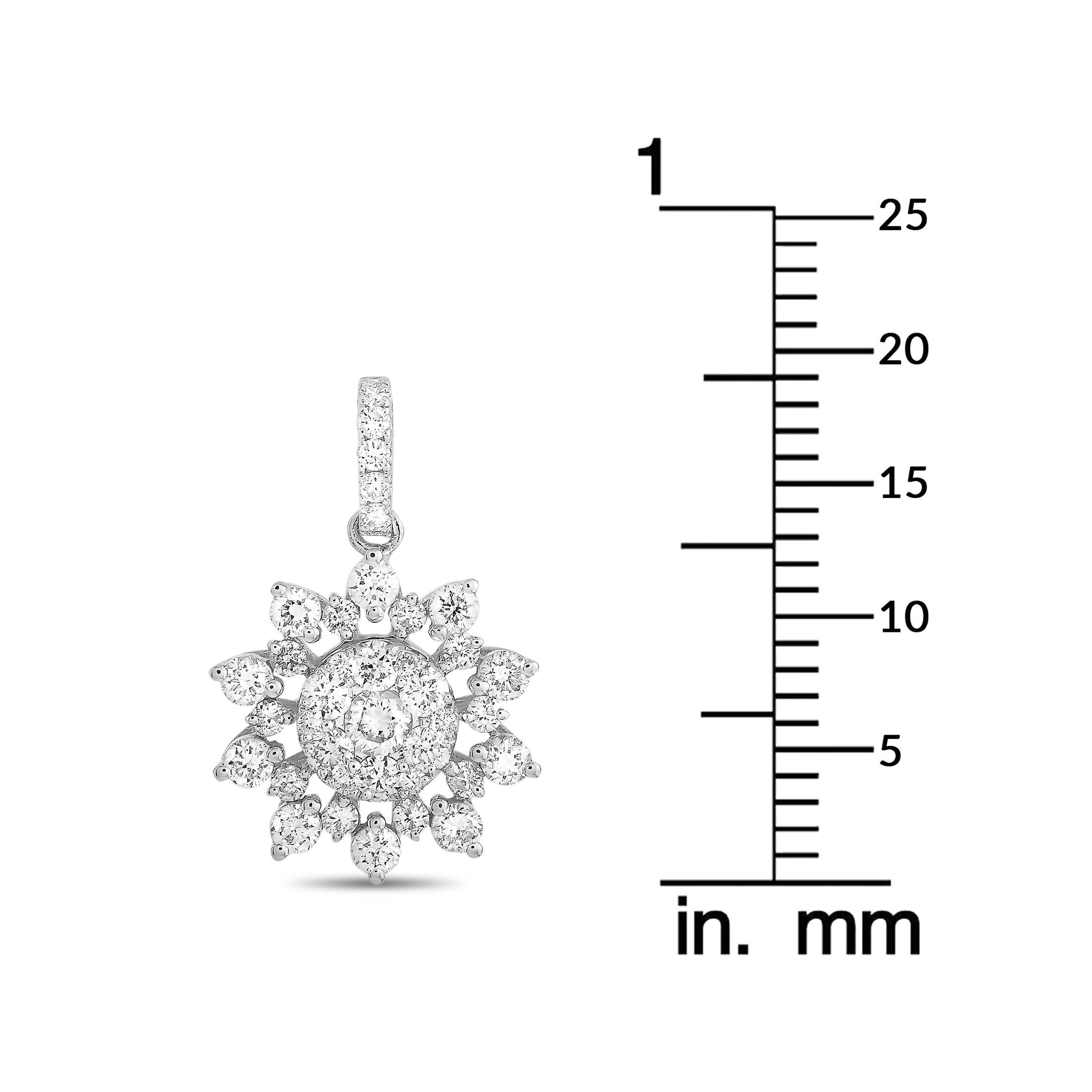 Round Cut LB Exclusive 18 Karat White Gold 0.77 Carat Diamond Pendant