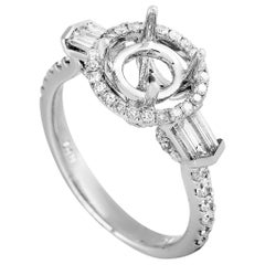 LB Exclusive 18 Karat White Gold 0.93 Carat Diamond Pave Mounting Ring