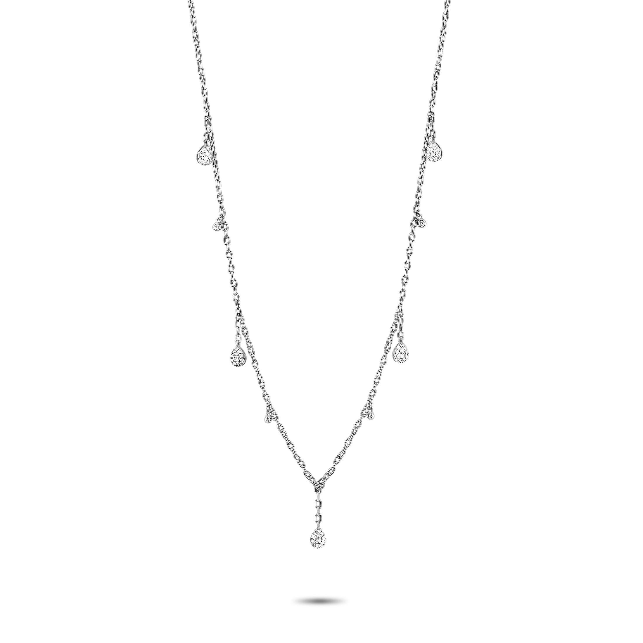 This LB Exclusive necklace is made of 18K white gold and embellished with diamonds that amount to 1.00 carat. The necklace weighs 3.9 grams and measures 18” in length.
 
 Offered in brand new condition, this jewelry piece includes a gift box.