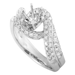 LB Exclusive 18 Karat White Gold 1.00 Carat Diamond Pave Mounting Ring LB Exclusive 18 Karat White Gold 1.00 Carat Diamond Pave Mounting Ring