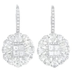 LB Exclusive 18 Karat White Gold 10.41 Carat Diamond Dangle Earrings