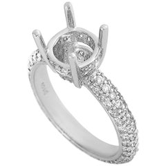 LB Exclusive 18 Karat White Gold 1.09 Carat Diamond Pave Mounting Ring