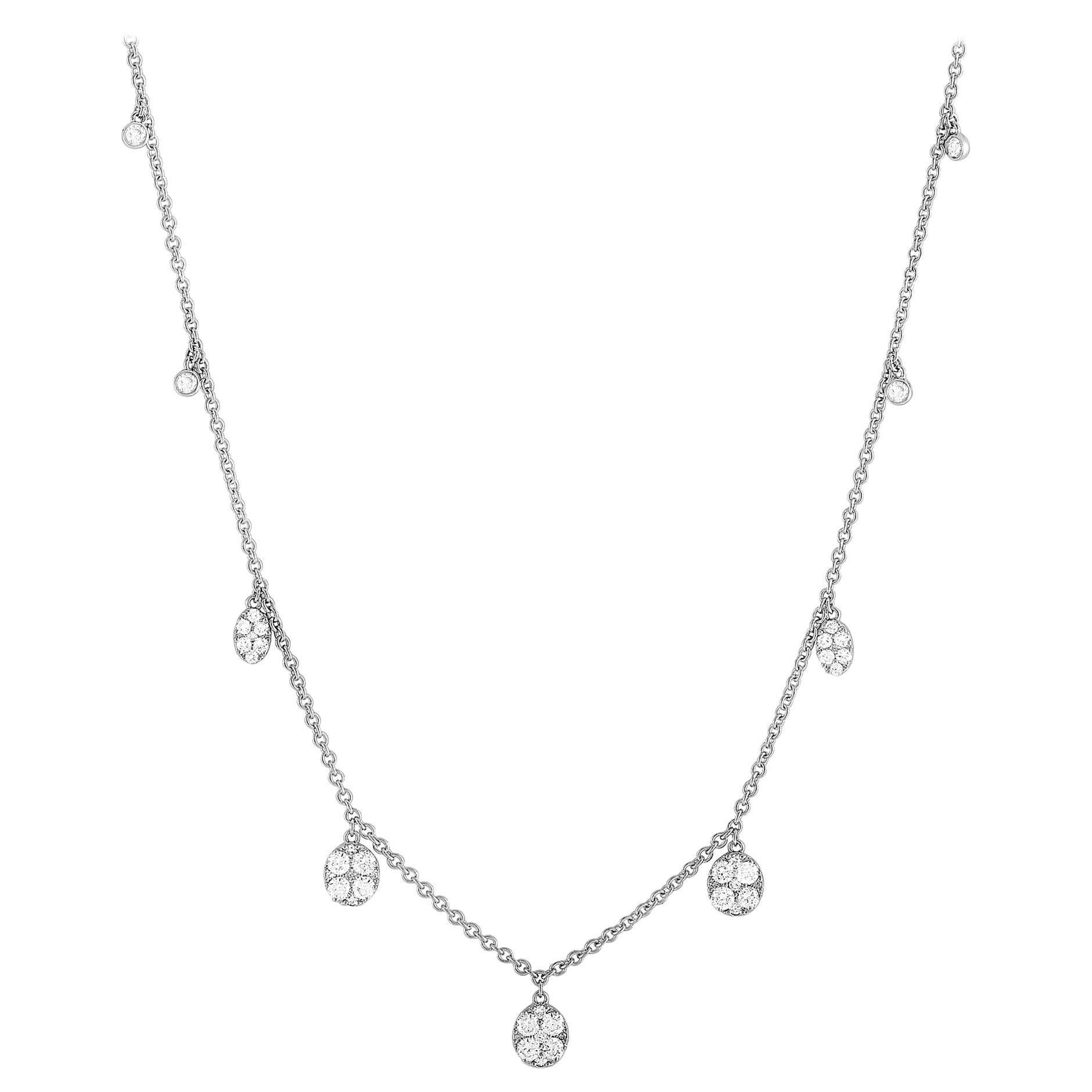 LB Exclusive 18 Karat White Gold 1.10 Carat Diamond Pendant Necklace