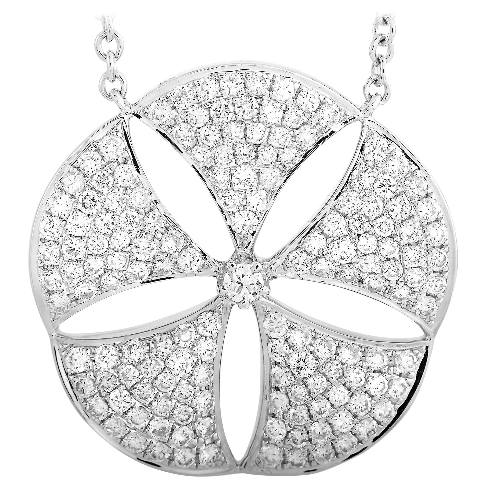 LB Exclusive 18 Karat White Gold 1.30 Carat Diamond Pendant Necklace