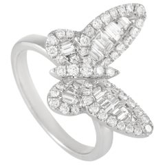 LB Exclusive 18 Karat White Gold 1.33 Carat Diamond Butterfly Ring