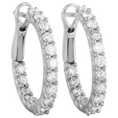 LB Exclusive 18 Karat White Gold 1.50 Carat Diamond Hoop Earrings