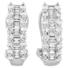 LB Exclusive 18 Karat White Gold 1.52 Carat Diamond Omega Back Earrings