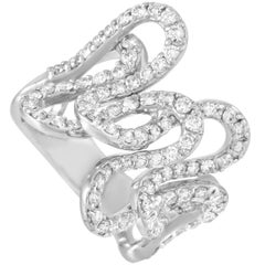 LB Exclusive 18 Karat White Gold 1.94 Carat Diamond Swirl Statement Ring
