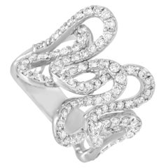 LB Exclusive 18 Karat White Gold 1.94 Carat Diamond Swirl Statement Ring
