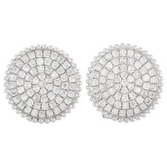 LB Exclusive 18 Karat White Gold 1.98 Carat Diamond Disc Earrings