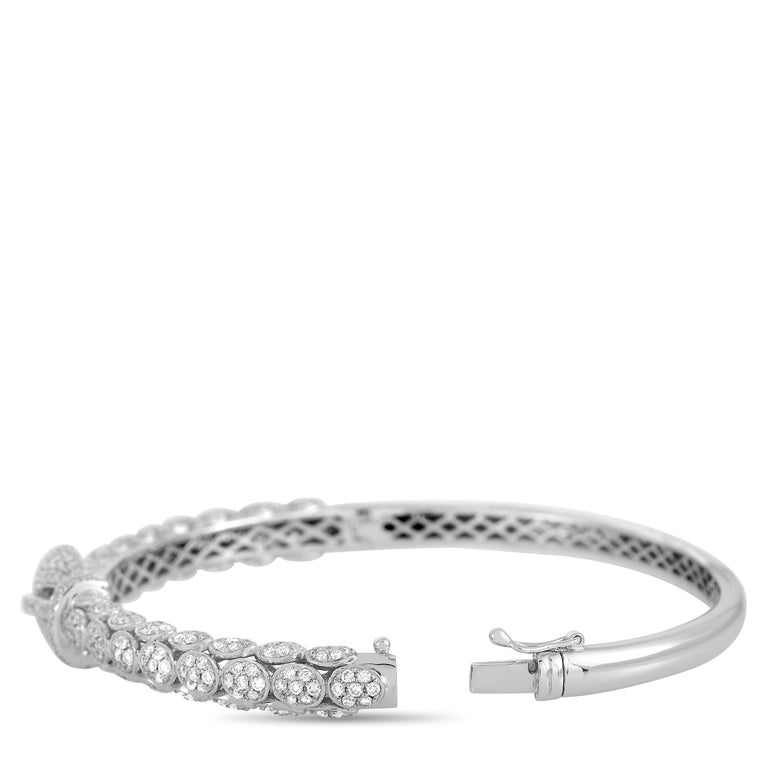 LB Exclusive 18 Karat White Gold 2.20 Carat Diamond Belt Bangle