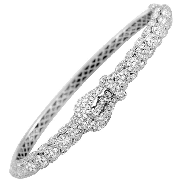 LB Exclusive 18 Karat White Gold 2.20 Carat Diamond Belt Bangle