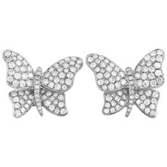 LB Exclusive 18 Karat White Gold 2.75 Carat Diamond Butterfly Earrings