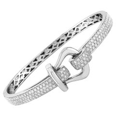 LB Exclusive 18 Karat White Gold 2.80 Carat Diamond Belt Bangle Bracelet