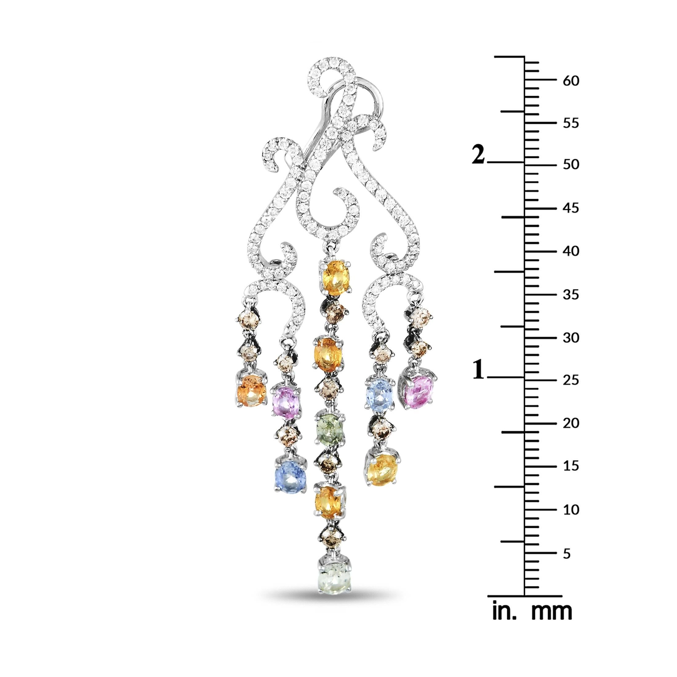 LB Exclusive Orecchini pendenti in oro bianco 18 carati con diamanti e zaffiri da 2,95 carati In condizioni Nuovo in vendita a Southampton, PA