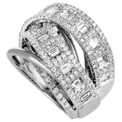 LB Exclusive 18 Karat White Gold 3.62 Carat Diamond Pave Multi-Band Ring