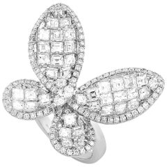 LB Exclusive 18 Karat White Gold 5.20 Carat Diamond Butterfly Ring