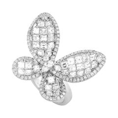 LB Exclusive 18 Karat White Gold 5.20 Carat Diamond Butterfly Ring