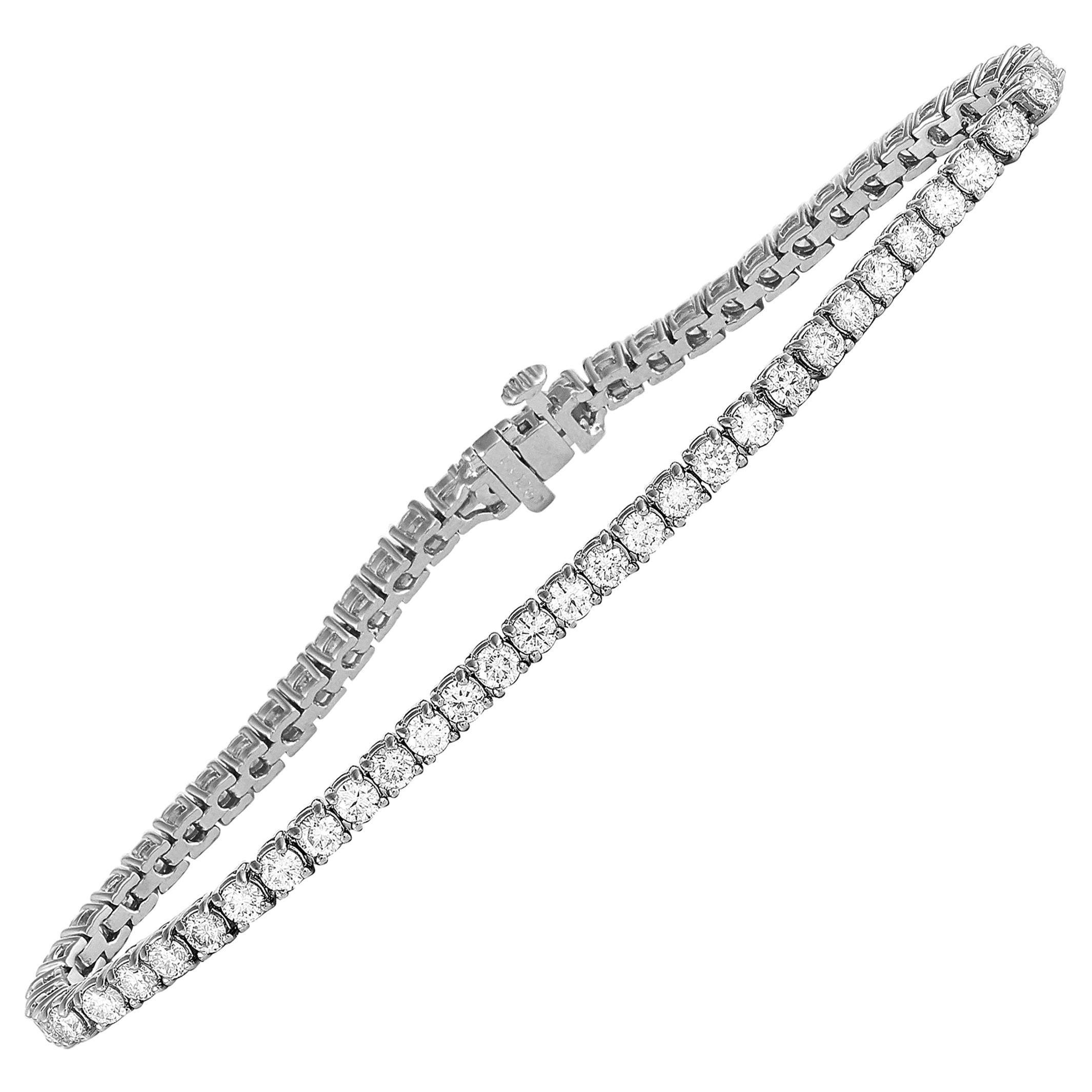 LB Exclusive 18 Karat White Gold 5.25 Carat Diamond Tennis Bracelet