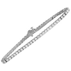 LB Exclusive 18 Karat White Gold 5.49 Carat Diamond Tennis Bracelet