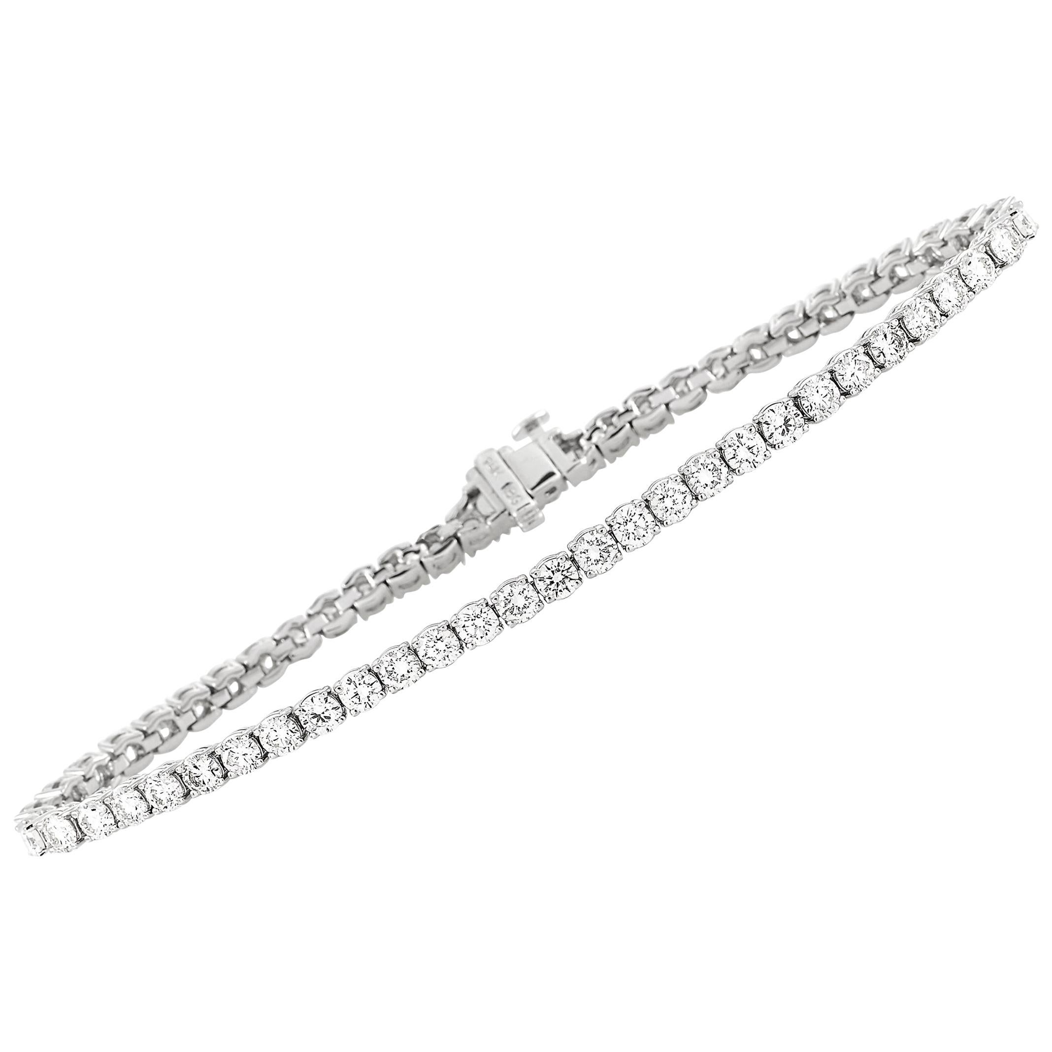 LB Exclusive 18 Karat White Gold 6.34 Carat Diamond Tennis Bracelet