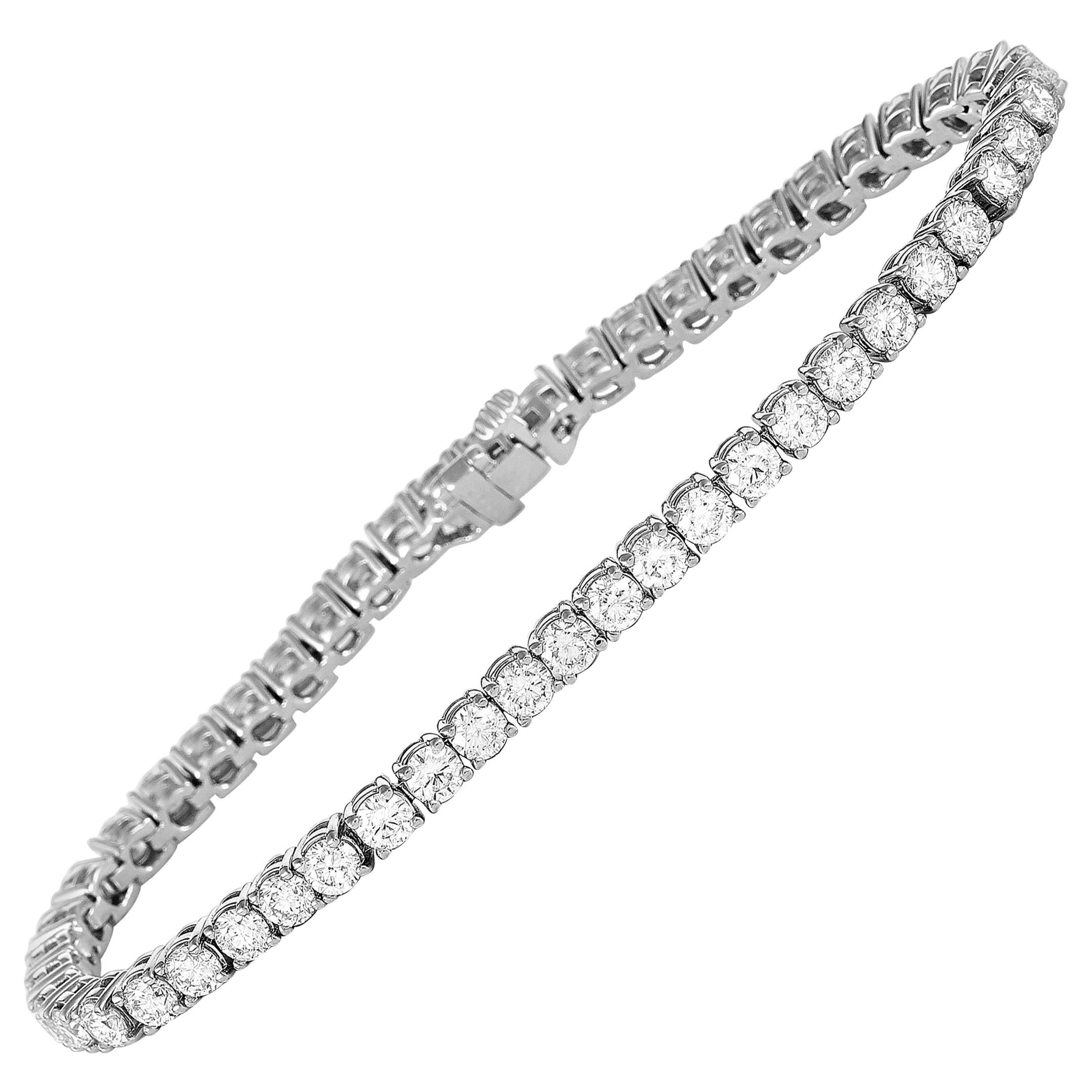 LB Exclusive 18 Karat White Gold 7.31 Carat Diamond Tennis Bracelet