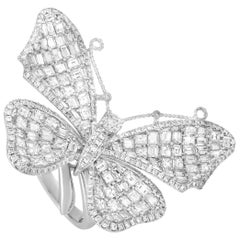 LB Exclusive 18 Karat White Gold 7.55 Carat Diamond Butterfly Ring