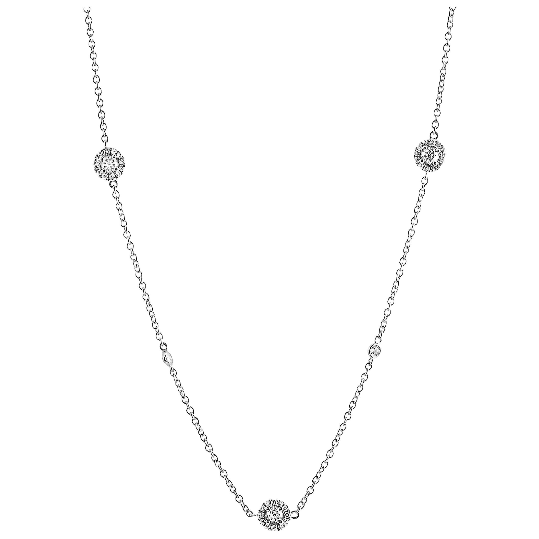 LB Exclusive 18 Karat White Gold and Diamond 5 Circle Pendant Necklace