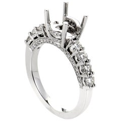 LB Exclusive 18 Karat White Gold and Diamond Semi-Mount 8-Stone Ring ED-9717