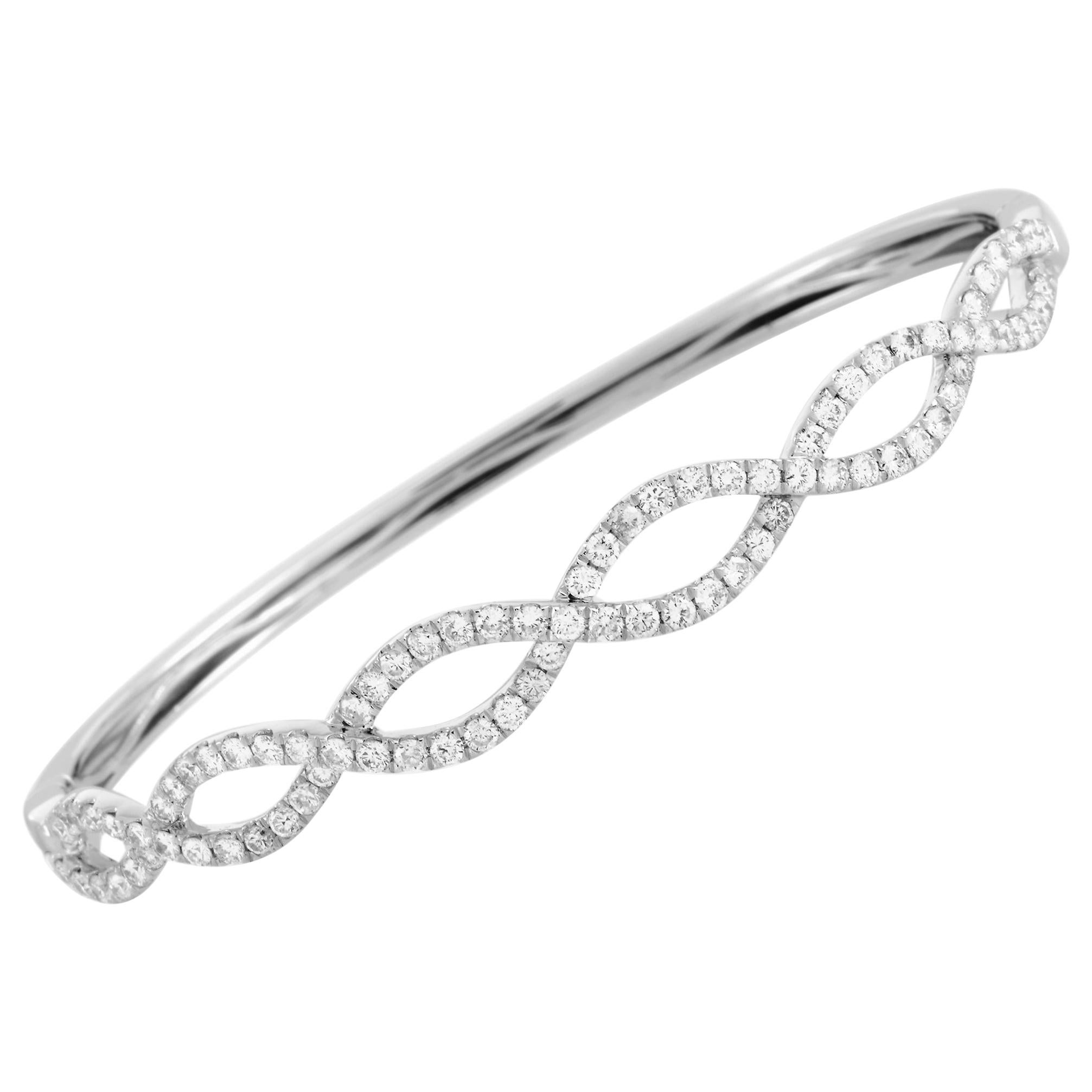 LB Exclusive 18 Karat White Gold Diamond Bangle Bracelet