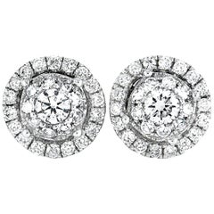 LB Exclusive 18 Karat White Gold Diamond Pave Circle Stud Earrings