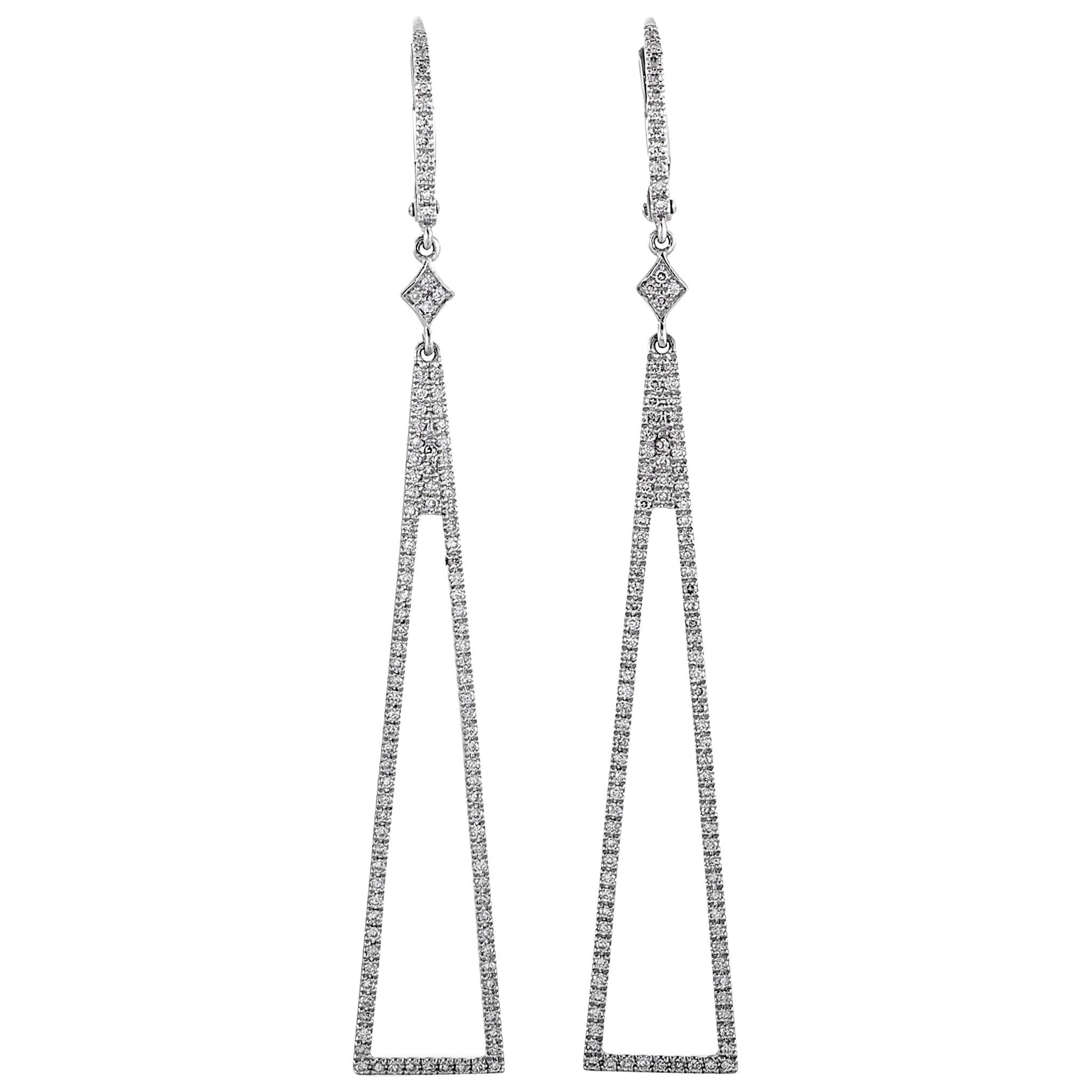 LB Exclusive 18 Karat White Gold Diamond Pave Dangle Earrings