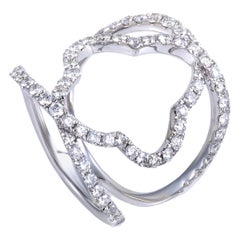 LB Exclusive 18 Karat White Gold Diamond Pave Quatrefoil Openwork Band Ring