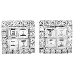 LB Exclusive 18 Karat White Gold Diamond Pave Stud Earrings