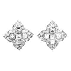 LB Exclusive 18 Karat White Gold Diamond Pave Stud Earrings