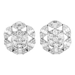 LB Exclusive 18 Karat White Gold Diamond Pave Stud Earrings