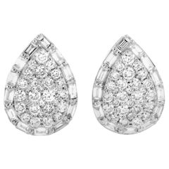 LB Exclusive 18 Karat White Gold Diamond Pear Earrings