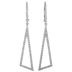 LB Exclusive 18 Karat White Gold Diamond Triangle Dangle Earrings